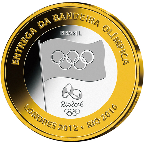 ブラジル 2012年 リオ2016オリンピック競技大会公式記念コイン ハンドオーバー 1レアルバイメタル貨 未使用