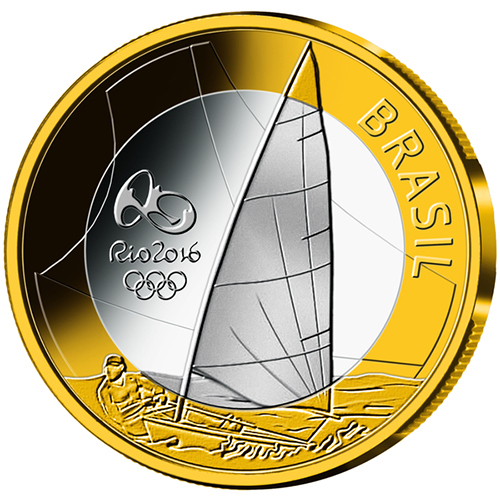 【単品】 ブラジル 2015年 リオ2016オリンピック競技大会公式記念コイン 第２貨 セーリング 1レアルバイメタル貨 未使用