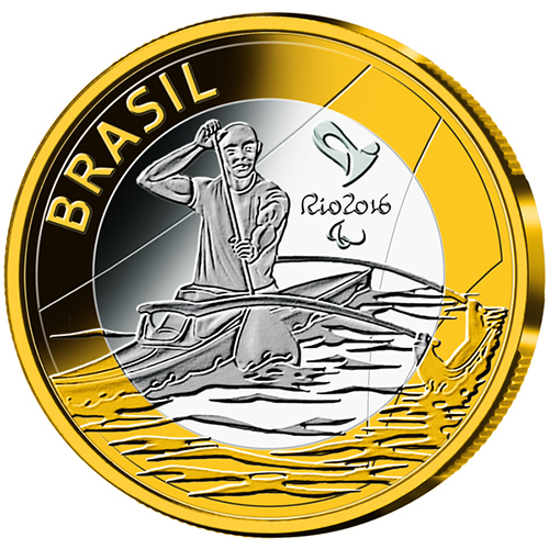 【単品】 ブラジル 2015年 リオ2016オリンピック競技大会公式記念コイン 第２貨 パラカヌー 1レアルバイメタル貨 未使用