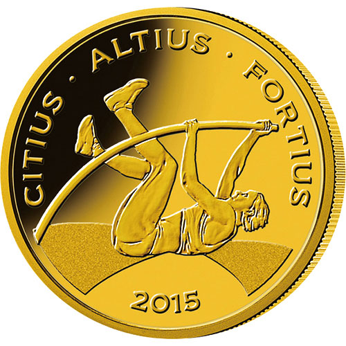 ブラジル 2015年 リオ2016オリンピック競技大会公式記念コイン 第2貨 棒高跳び 10レアル金貨 プルーフ