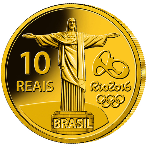 ブラジル 2015年 リオ2016オリンピック競技大会公式記念コイン 第3貨 レスリング 10レアル金貨 プルーフ