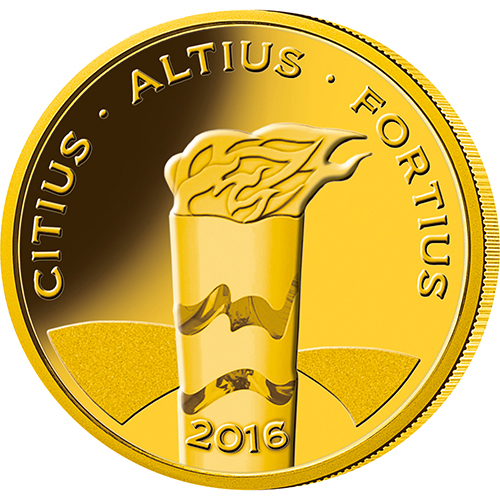 ブラジル 2016年 リオ2016オリンピック競技大会公式記念コイン 第4貨 聖火 10レアル金貨 プルーフ