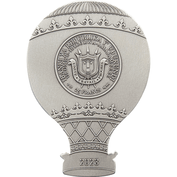ブルンジ共和国 2023年 熱気球  25フランカラー銀貨 アンティーク仕上げ