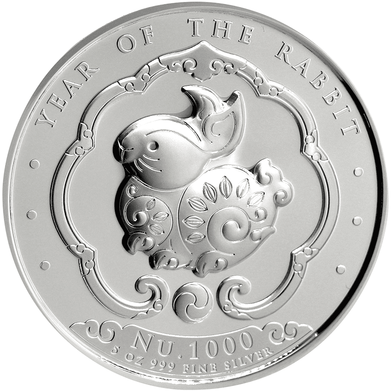 ブータン 2023年 卯年兎図 1000ニュルタムカラー銀貨 プルーフ 