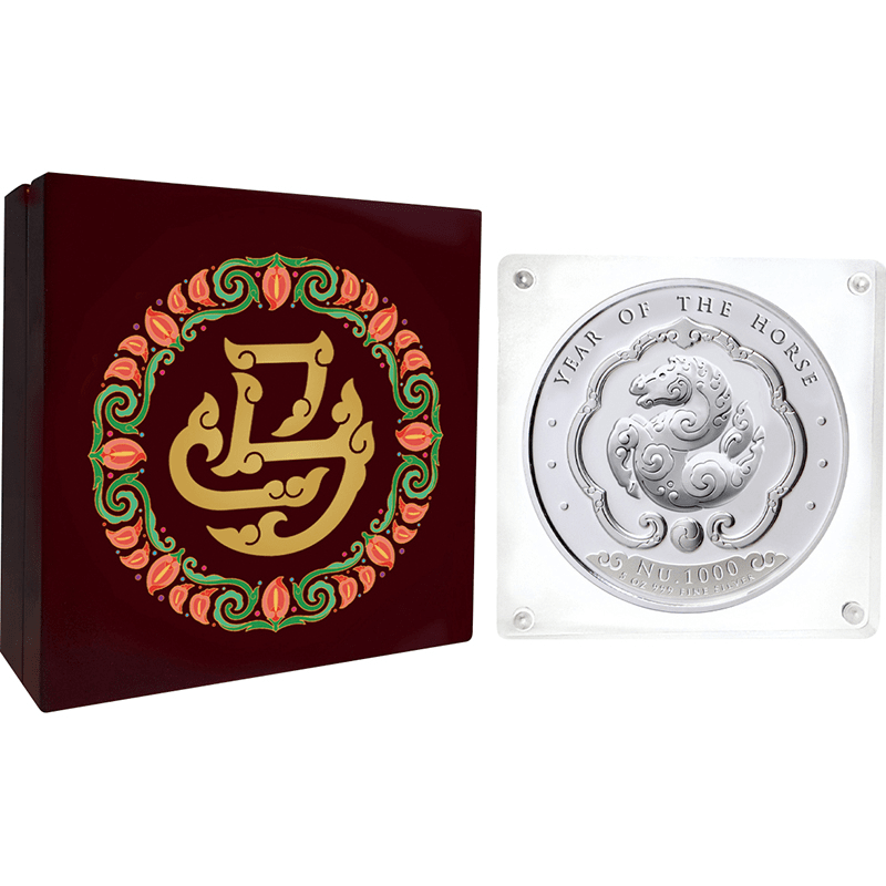 ブータン 2026年 午年馬図 1000ニュルタムカラー銀貨 プルーフ