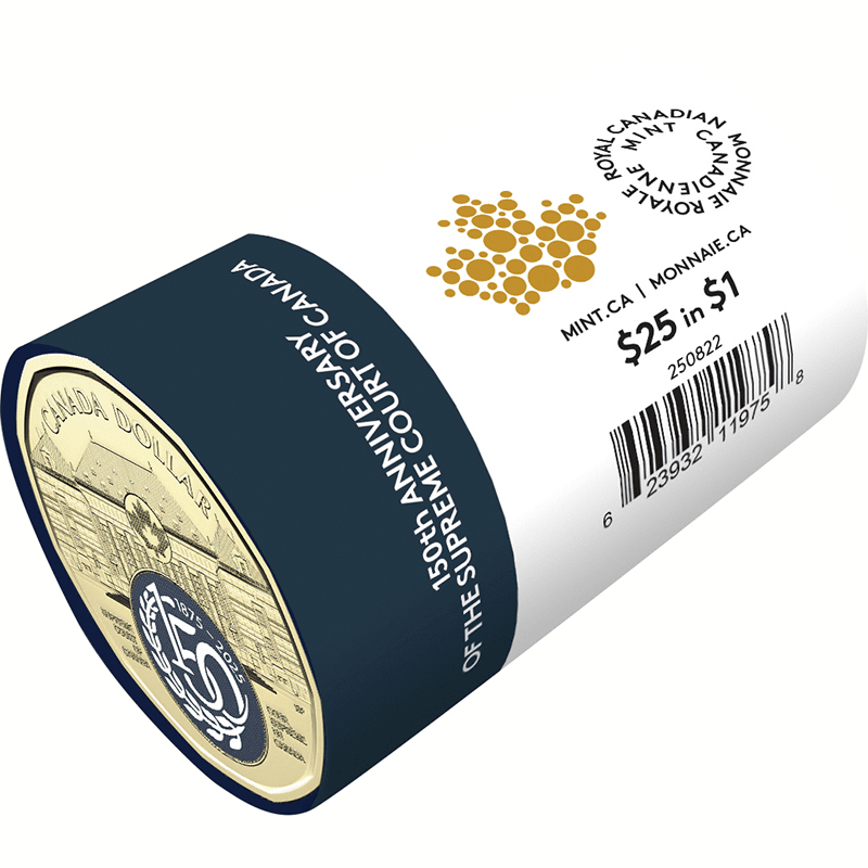 カナダ　$100 一枚 カナダ 2025年 カナダ最高裁判所創設150周年 1ドルカラー貨25枚ロール