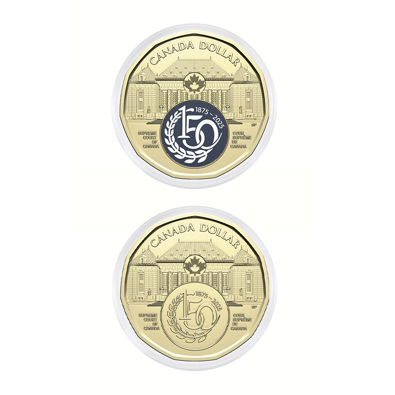 カナダ 2025年 カナダ最高裁判所創設150周年 1ドル貨ロール2種