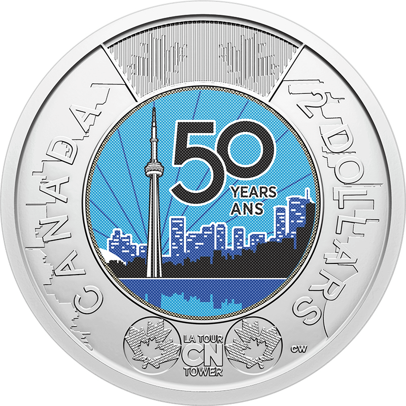 カナダ 2026年 CNタワー開業50周年 2ドルカラー貨25枚ロール 未使用