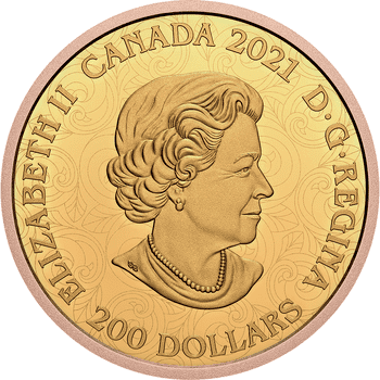 カナダ 2021年 華麗な桜 秘宝(Treasure) 200ドル金貨ダイヤモンド・金メッキ付 プルーフ