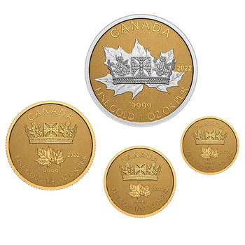 カナダ 2022年 メイプルリーフ・プレミアムコレクション 優美な王冠 金貨4種セット リバースプルーフ