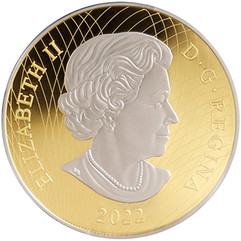 カナダ 2022年 女王エリザベス2世のダイアモンドダイアデム 250ドル金貨ダイヤモンド・プラチナメッキ付 プルーフ