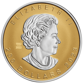 カナダ 2023年 メイプルリーフ 200ドル金貨プラチナメッキ付 リバースプルーフ(ウルトラハイレリーフ)