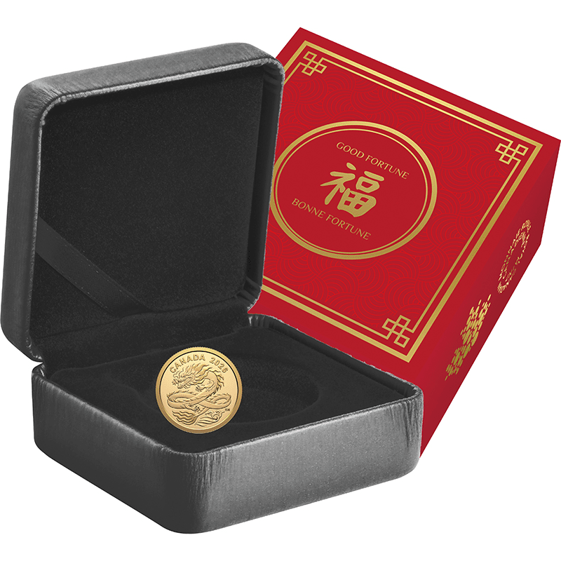 カナダ 2026年 中国の神話 幸運の龍 8ドル金貨 プルーフ | オンライン