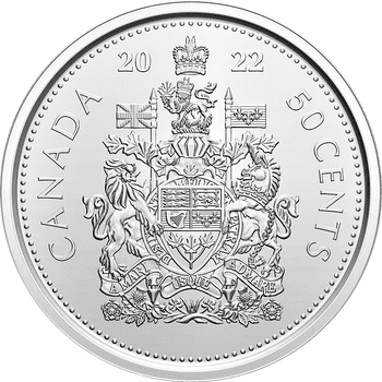 カナダ 2022年 カナダ国章 50セント貨 50セント貨25枚入ロール 未使用