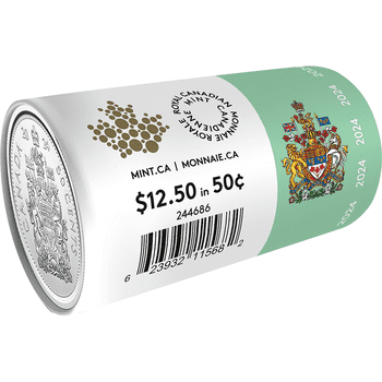 カナダ 2024年 通常貨 50セント貨特別ロール 25枚ロール 未使用