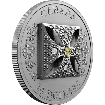 カナダ 2022年 女王エリザベス2世のダイアモンドダイアデム 20ドル銀貨クリスタライズ・ロジウムメッキ付 艶消しプルーフ
