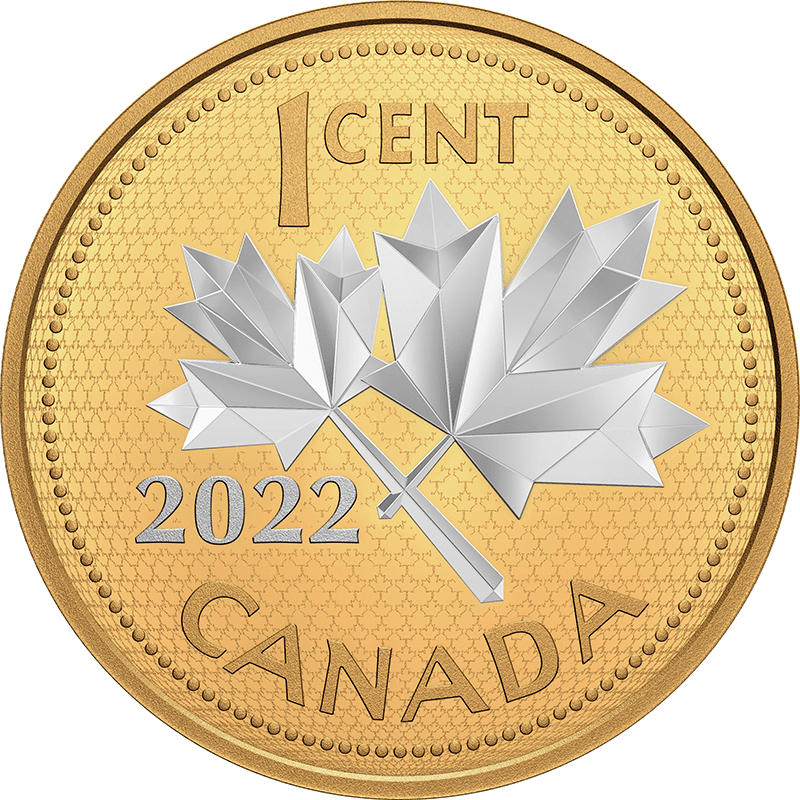 カナダ 2022年 最後のカナダペニー10周年 1セント銀貨金メッキ付 