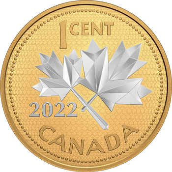 カナダ 2022年 最後のカナダペニー10周年 1セント銀貨金メッキ付 プルーフ