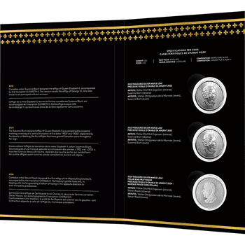 カナダ 2022-2024年 貴重なメイプルリーフ ＜肖像3種セット＞ 5ドル銀貨3種セット 未使用
