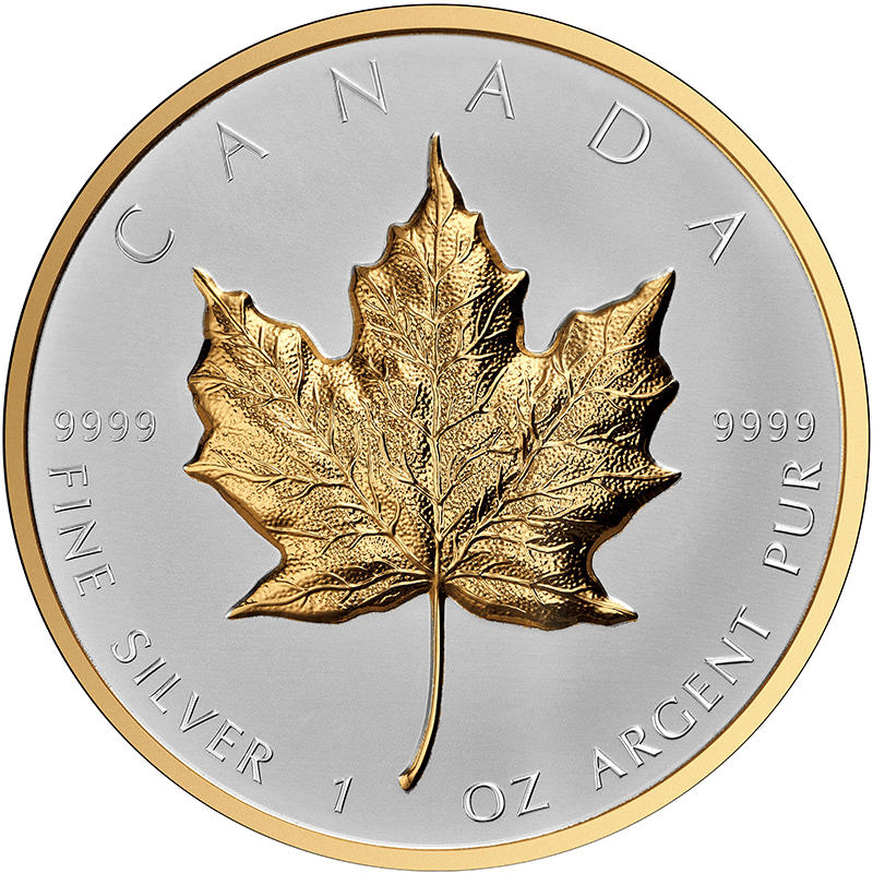 カナダ 2023年 メイプルリーフ 20ドル銀貨金メッキ付 リバースプルーフ