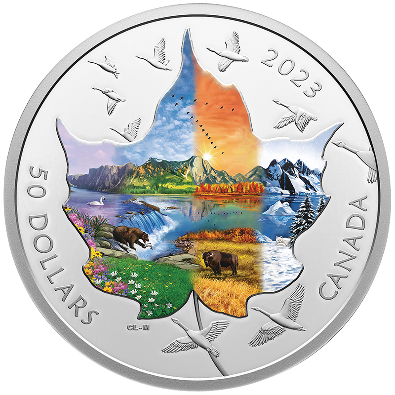 カナダ 2023年 カナダのコラージュ 50ドルカラー銀貨 プルーフ