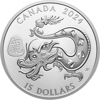 カナダ 2024年 辰年龍図 15ドル銀貨 プルーフ