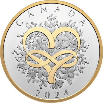 カナダ 2024年 愛の祝福 20ドル銀貨金メッキ付 プルーフ