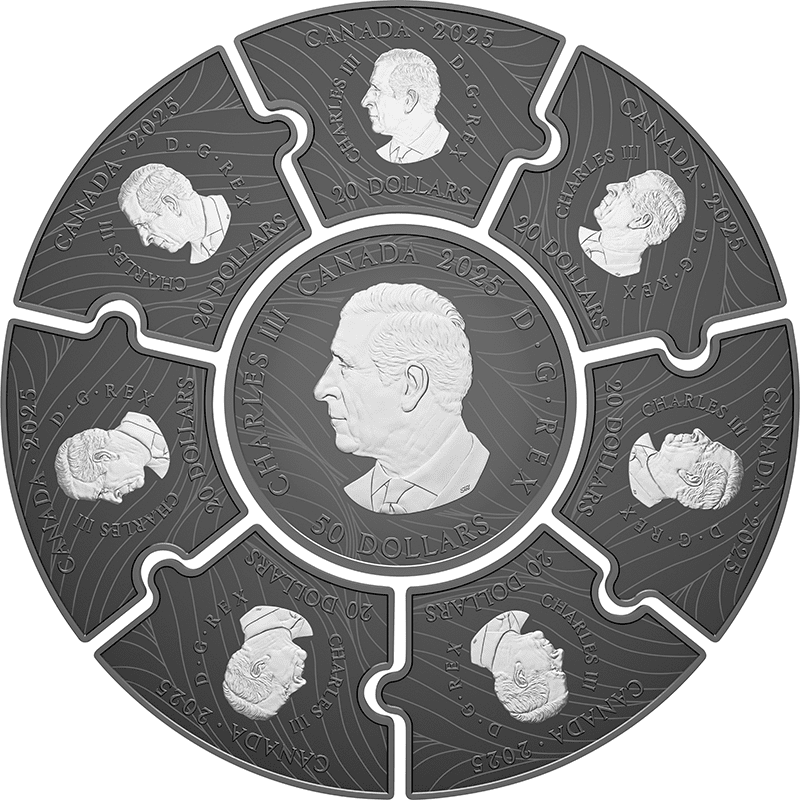 カナダ 2025年 月の満ち欠け 190ドルパズル型銀貨ロジウムメッキ付(50