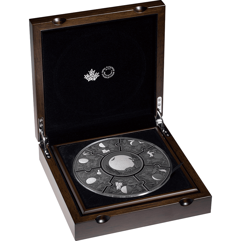 カナダ 2025年 月の満ち欠け 190ドルパズル型銀貨ロジウムメッキ