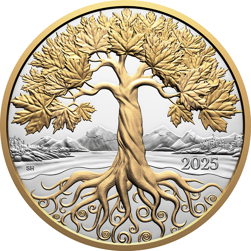 カナダ 2025年 生命の樹 50ドル銀貨金メッキ付 プルーフ | オンライン