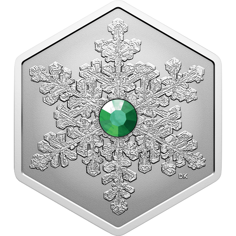 カナダ 2025年 雪の結晶 20ドル銀貨クリスタル付 リバース