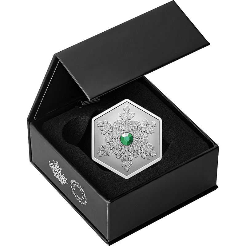 カナダ 2025年 雪の結晶 20ドル銀貨クリスタル付 リバース