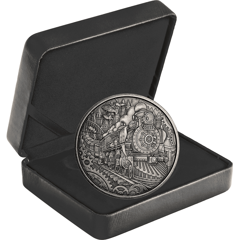 カナダ 2025年 奇想天外な世界 蒸気機関車 50ドル銀貨 アンティーク