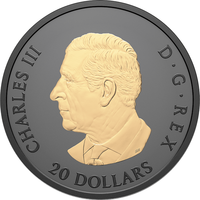 カナダ 2025年 エレガントなメイプルリーフ 20ドルロジウムメッキ銀貨