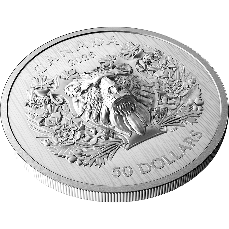 供給元問合せ】 カナダ 2026年 カナダの州章 ライオン 50ドル銀貨