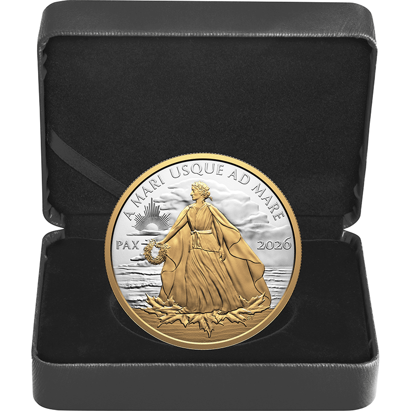 カナダ 2026年 ピースダラー 50ドル銀貨金メッキ付 プルーフ