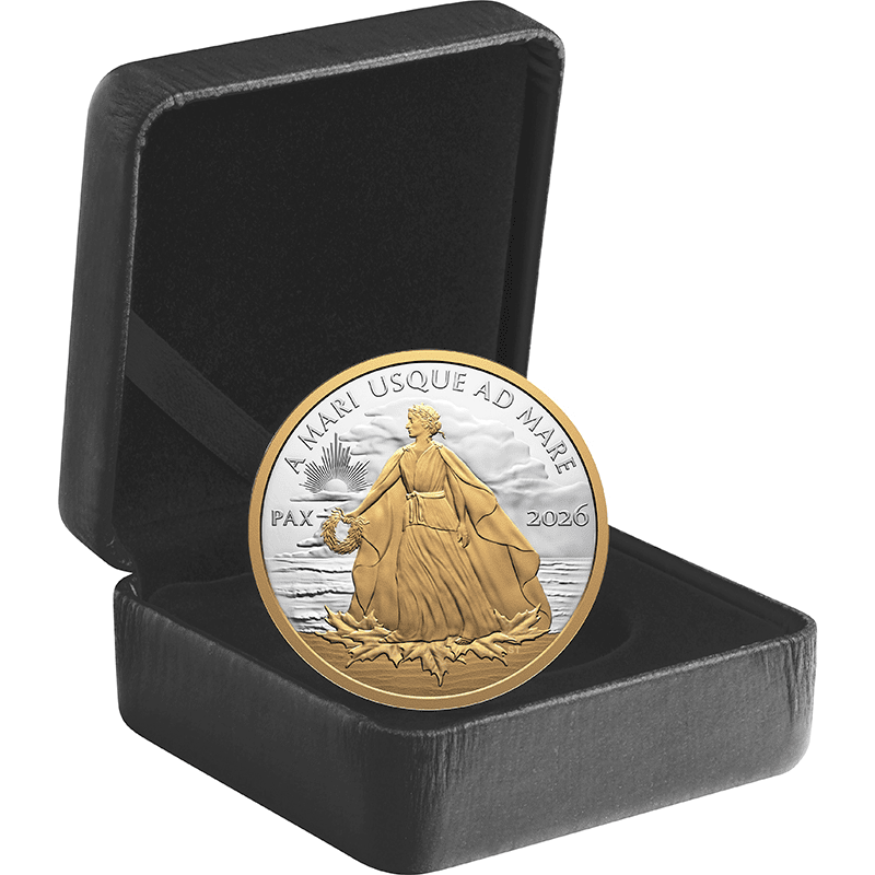 カナダ 2026年 ピースダラー 1ドル銀貨金メッキ付 プルーフ