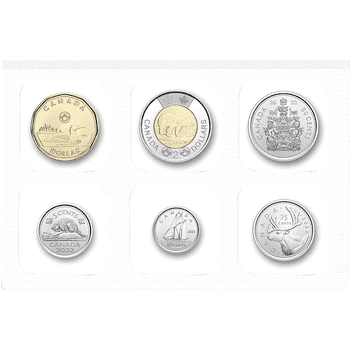 カナダ 2022年 通常貨未使用セット （5、10、25、50セント、1、2ドル貨）