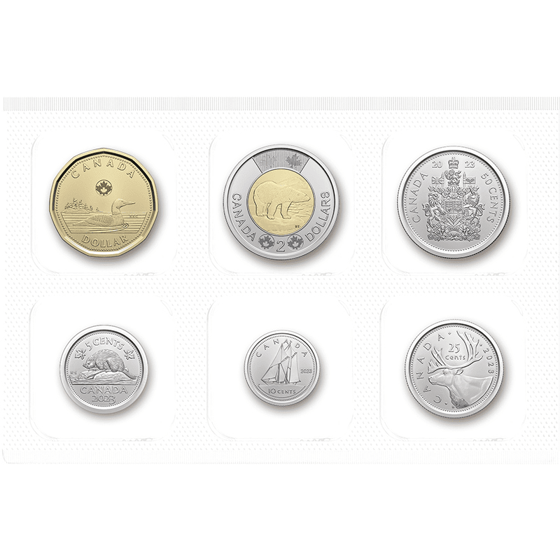 カナダ 2023年 限定版 通常貨未使用セット （5、10、25、50セント、1 ...