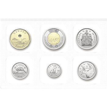 カナダ 2024年 通常貨セット 通常貨6種未使用セット(5、 10、 25、 50セント、1、 2ドル貨)