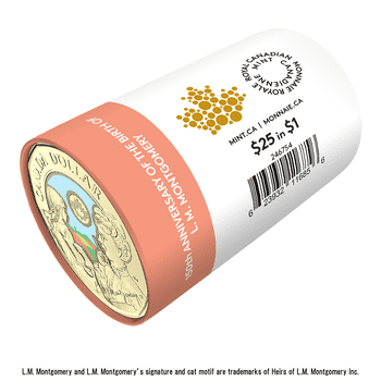 カナダ 2024年 L.M.モンゴメリ生誕150周年 1ドルカラー貨25枚ロール 未使用