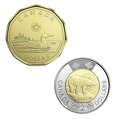 カナダ 2017年 通常貨6種未使用セット（5、10、25、50セント、1、2ドル貨） 未使用