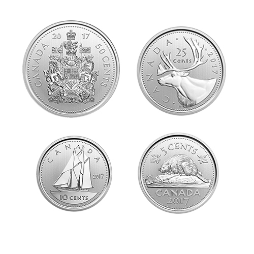 カナダ 2017年 通常貨セット 各種 通常貨6種未使用セット（5、10、25、50セント、1、2ドル貨） 未使用