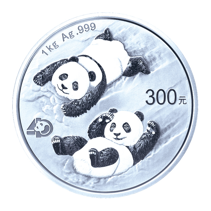 中国 2022年 パンダ金貨40周年記念コイン 300元銀貨 プルーフ