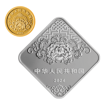 中国 2024年 新年のお祝い 10元金貨・3元カラー銀貨2種セット フィギュア付 未使用