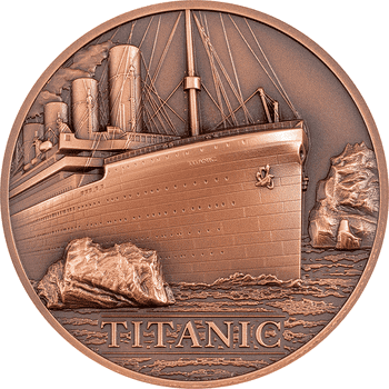 クック諸島 2022年 タイタニックの悲劇110周年 1ドル銅貨 アンティーク仕上げ(ウルトラハイレリーフ)
