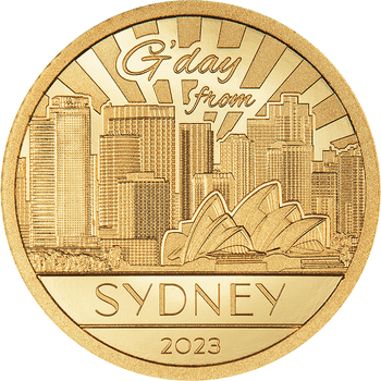 クック諸島 2023年 大都市の景色 シドニー 昼 5ドル金貨 プルーフ