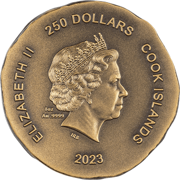 クック諸島 2023年 アテナのフクロウ 250ドル金貨 アンティーク仕上げ(ウルトラハイレリーフ)
