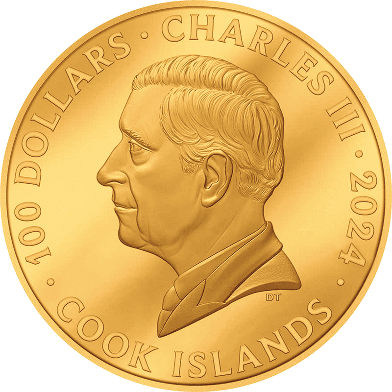クック諸島 2024年 天皇陛下御即位5周年 五色の祝福 100ドルカラー金貨