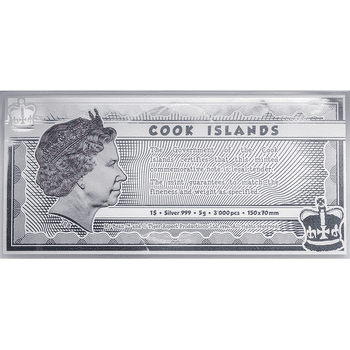 クック諸島 2021年 Mr. ビーン 銀製シート 1ドル長方形カラー銀貨 プルーフライク